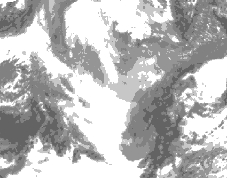 GDPS total cloud 150 hour forecast chart for Canada based on 2025/12/13 0000Z data