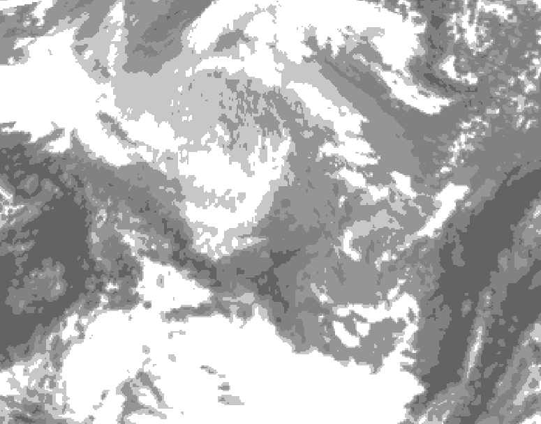 GDPS total cloud 036 hour forecast chart for Canada based on 2025/12/13 1200Z data