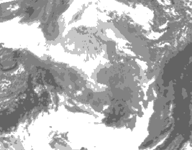 GDPS total cloud 048 hour forecast chart for Canada based on 2025/12/13 1200Z data