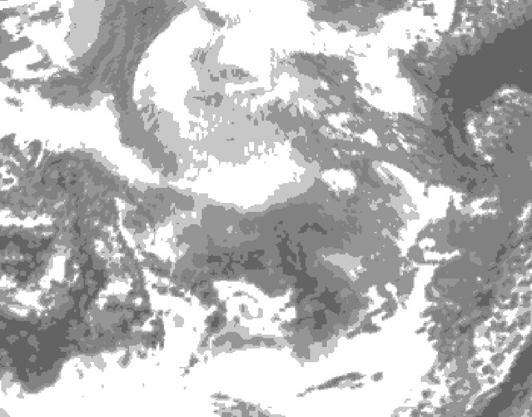 GDPS total cloud 072 hour forecast chart for Canada based on 2025/12/13 1200Z data