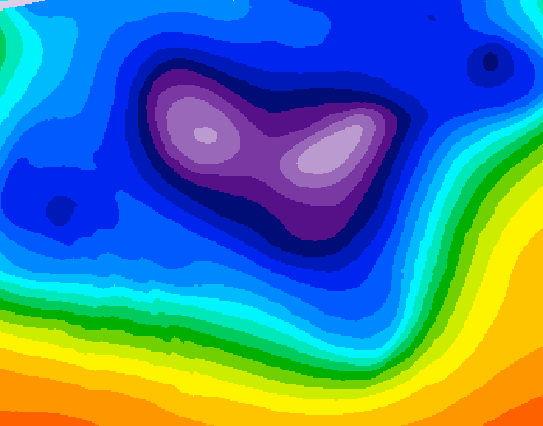 GDPS 500 millibar geopotential height 132 hour forecast chart for Canada based on 2025/12/14 0000Z data