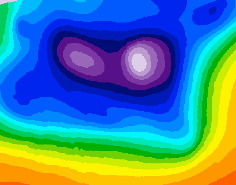 GDPS 500 millibar geopotential height 132 hour forecast chart for Canada based on 2025/12/14 1200Z data