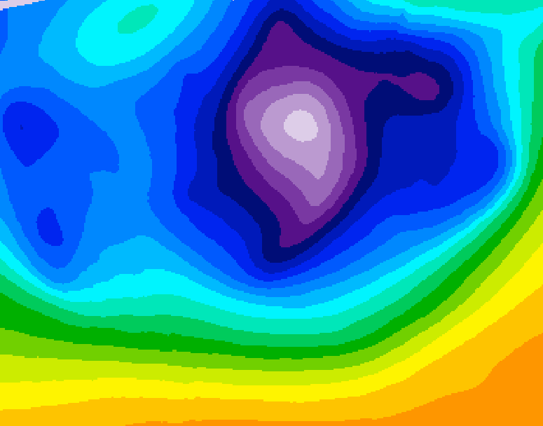 GDPS 500 millibar geopotential height 198 hour forecast chart for Canada based on 2025/12/14 1200Z data