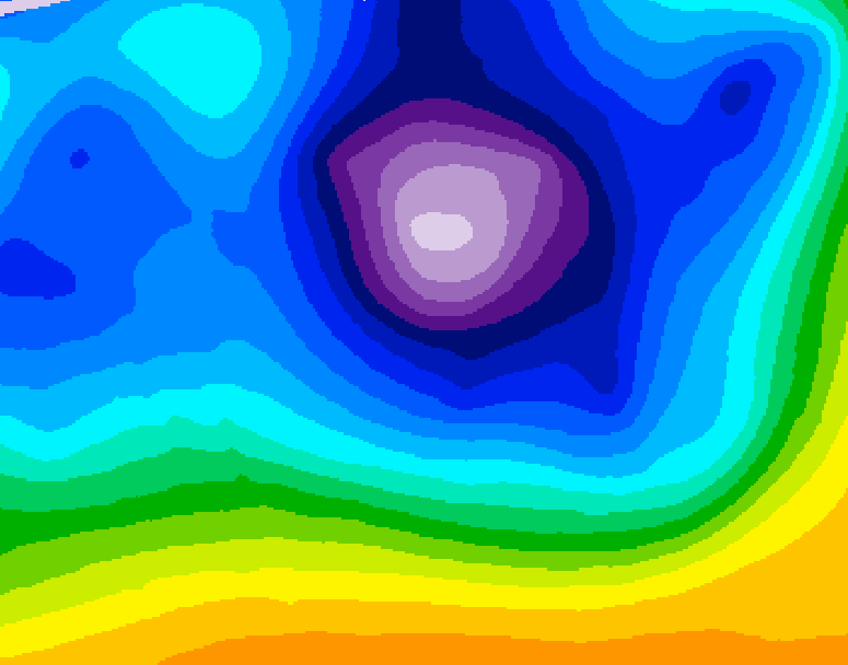 GDPS 500 millibar geopotential height 222 hour forecast chart for Canada based on 2025/12/14 1200Z data
