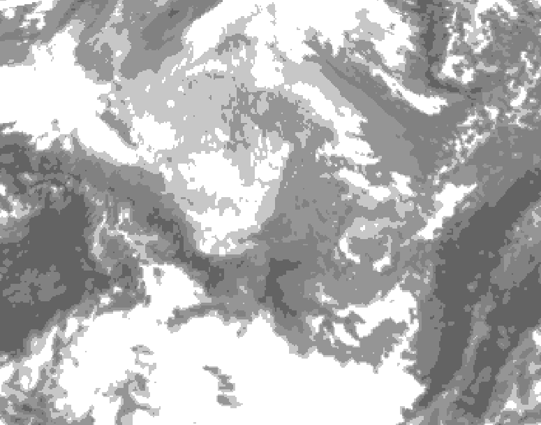 GDPS total cloud 024 hour forecast chart for Canada based on 2025/12/14 0000Z data