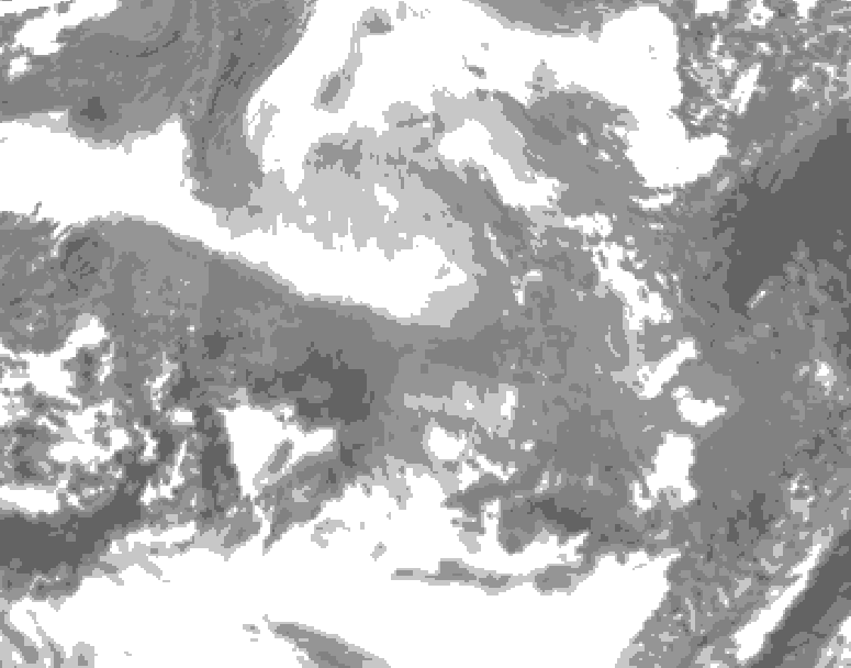 GDPS total cloud 048 hour forecast chart for Canada based on 2025/12/14 0000Z data