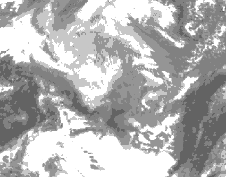 GDPS total cloud 012 hour forecast chart for Canada based on 2025/12/14 1200Z data