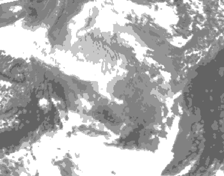 GDPS total cloud 024 hour forecast chart for Canada based on 2025/12/14 1200Z data