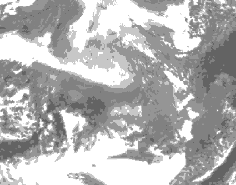 GDPS total cloud 036 hour forecast chart for Canada based on 2025/12/14 1200Z data