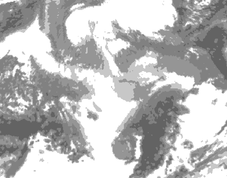 GDPS total cloud 108 hour forecast chart for Canada based on 2025/12/14 1200Z data
