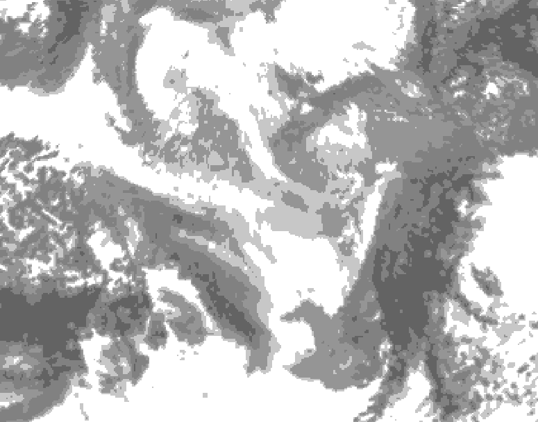 GDPS total cloud 120 hour forecast chart for Canada based on 2025/12/14 1200Z data