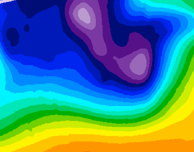 GDPS 500 millibar geopotential height 216 hour forecast chart for Canada based on 2025/12/15 0000Z data