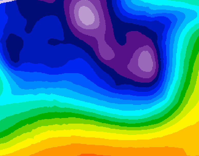 GDPS 500 millibar geopotential height 222 hour forecast chart for Canada based on 2025/12/15 0000Z data