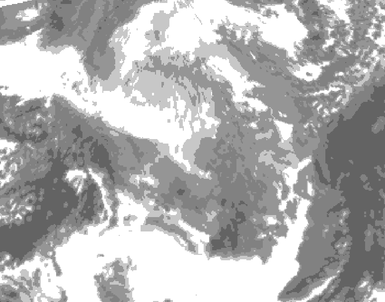 GDPS total cloud 012 hour forecast chart for Canada based on 2025/12/15 0000Z data