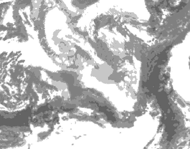 GDPS total cloud 120 hour forecast chart for Canada based on 2025/12/15 0000Z data