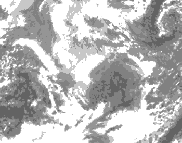 GDPS total cloud 036 hour forecast chart for Canada based on 2025/12/15 1200Z data