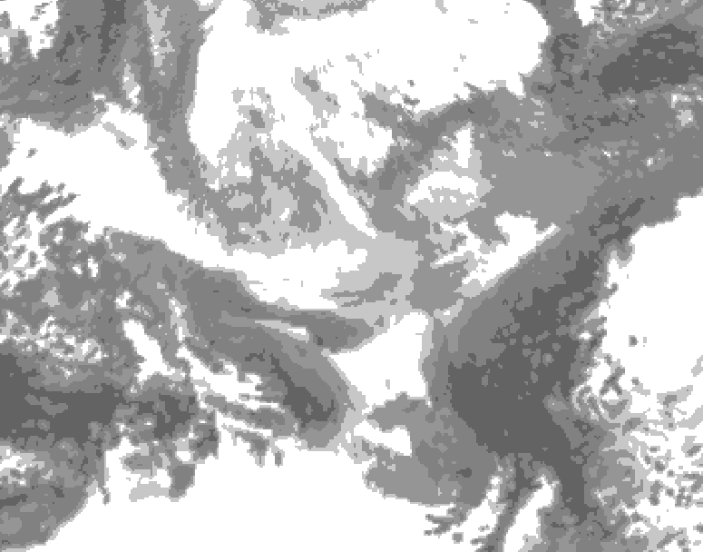 GDPS total cloud 096 hour forecast chart for Canada based on 2025/12/15 1200Z data