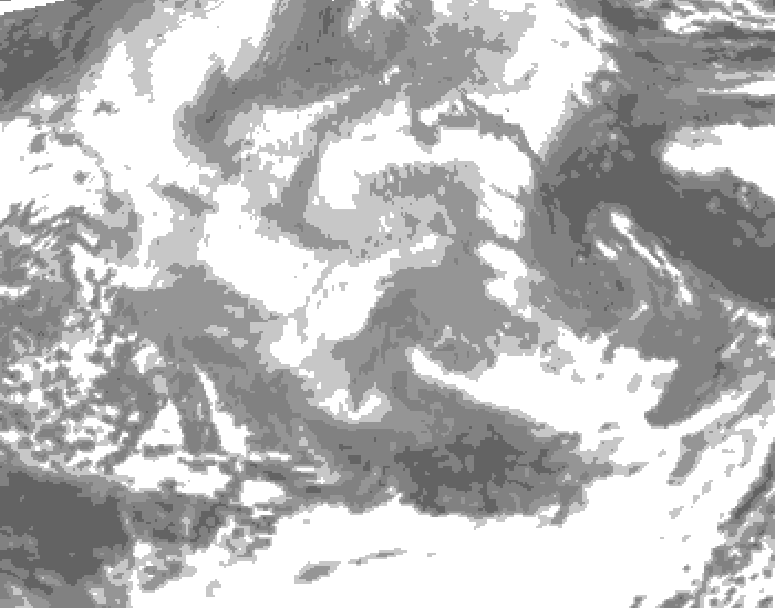 GDPS total cloud 132 hour forecast chart for Canada based on 2025/12/15 1200Z data
