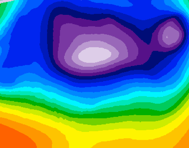 GDPS 500 millibar geopotential height 018 hour forecast chart for Canada based on 2025/12/16 0000Z data