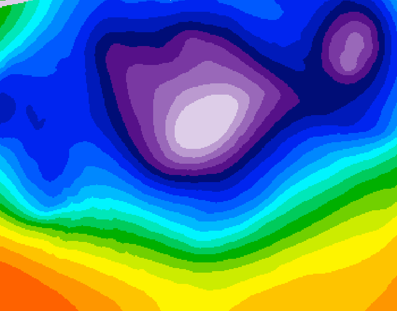 GDPS 500 millibar geopotential height 030 hour forecast chart for Canada based on 2025/12/16 0000Z data