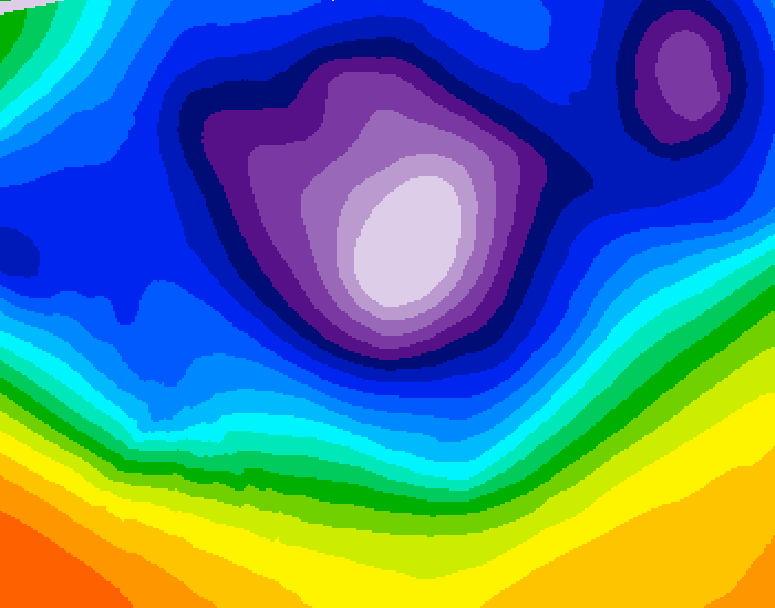GDPS 500 millibar geopotential height 036 hour forecast chart for Canada based on 2025/12/16 0000Z data