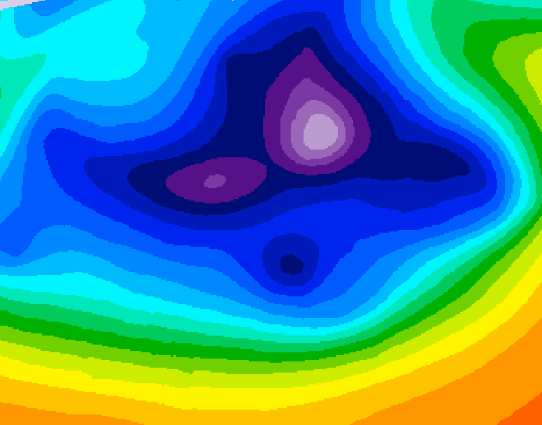 GDPS 500 millibar geopotential height 132 hour forecast chart for Canada based on 2025/12/16 0000Z data