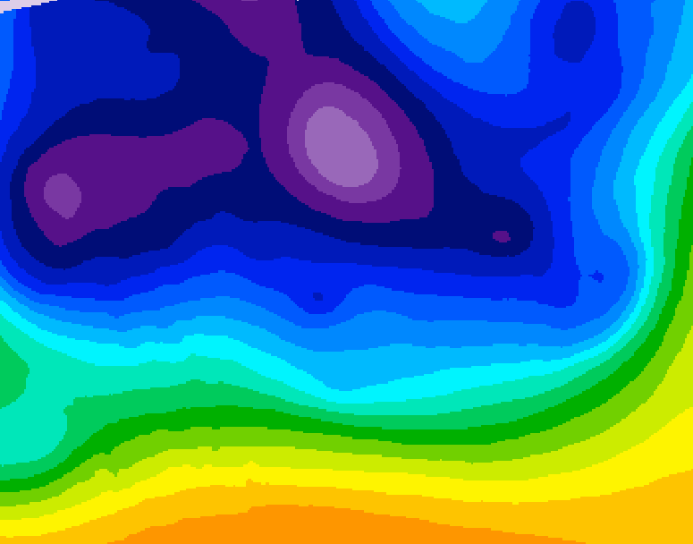 GDPS 500 millibar geopotential height 222 hour forecast chart for Canada based on 2025/12/16 0000Z data