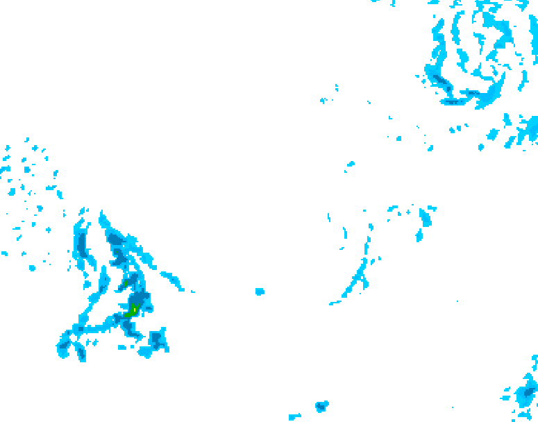 GDPS precipitation 036 hour forecast chart for Canada based on 2025/12/16 0000Z data