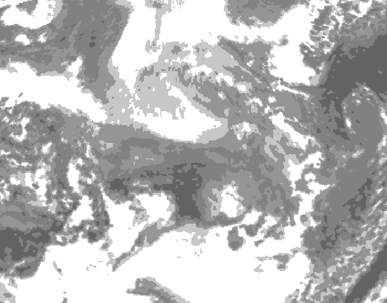 GDPS total cloud 006 hour forecast chart for Canada based on 2025/12/16 0000Z data