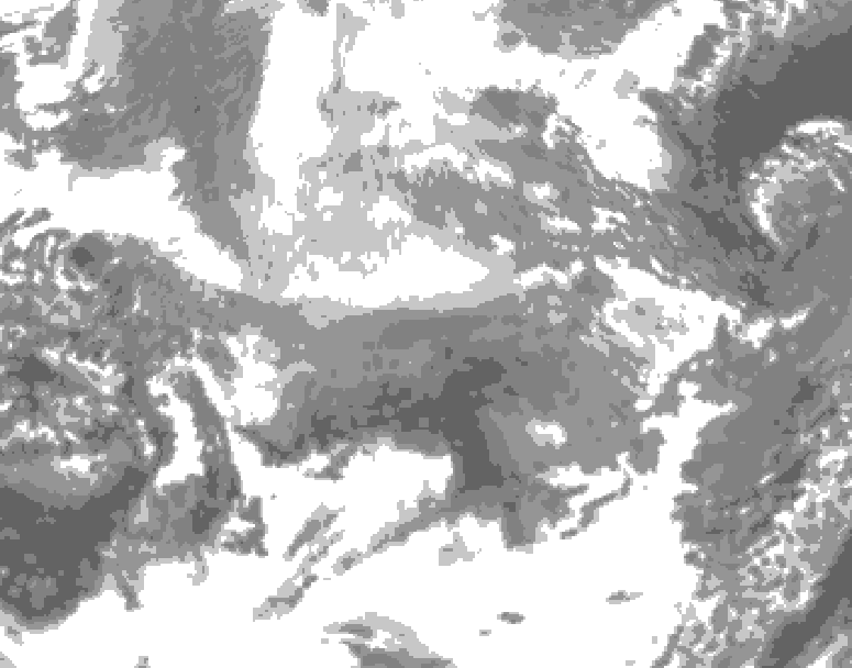 GDPS total cloud 012 hour forecast chart for Canada based on 2025/12/16 0000Z data