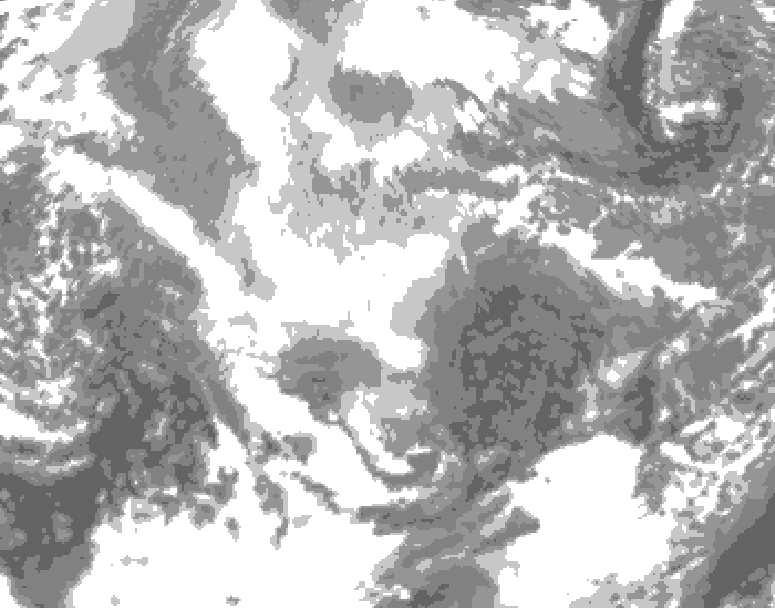 GDPS total cloud 030 hour forecast chart for Canada based on 2025/12/16 0000Z data
