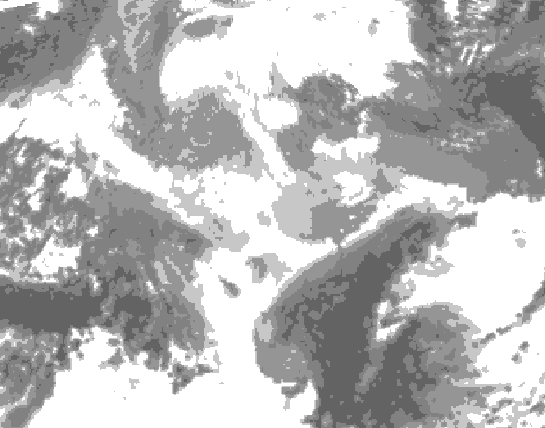 GDPS total cloud 072 hour forecast chart for Canada based on 2025/12/16 0000Z data
