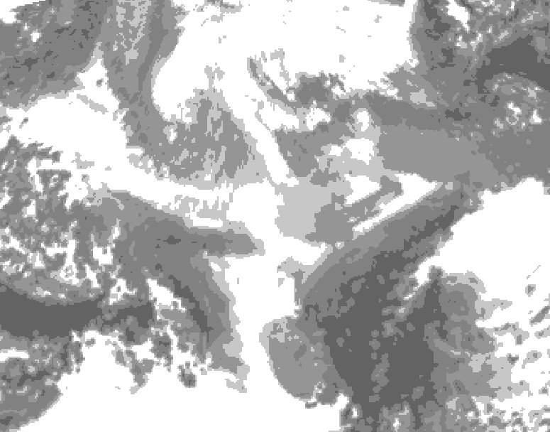 GDPS total cloud 078 hour forecast chart for Canada based on 2025/12/16 0000Z data