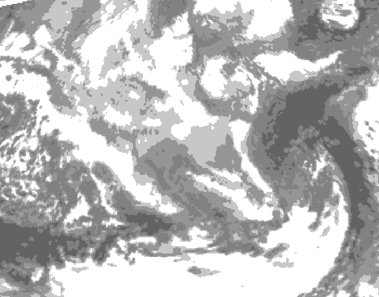 GDPS total cloud 108 hour forecast chart for Canada based on 2025/12/16 0000Z data