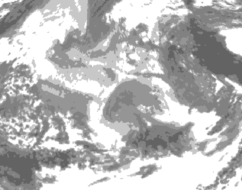 GDPS total cloud 126 hour forecast chart for Canada based on 2025/12/16 0000Z data