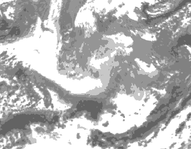 GDPS total cloud 168 hour forecast chart for Canada based on 2025/12/16 0000Z data