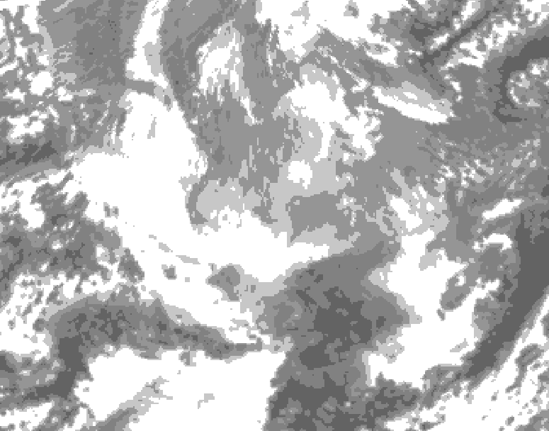GDPS total cloud 180 hour forecast chart for Canada based on 2025/12/16 0000Z data