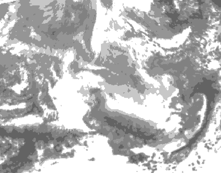 GDPS total cloud 216 hour forecast chart for Canada based on 2025/12/16 0000Z data