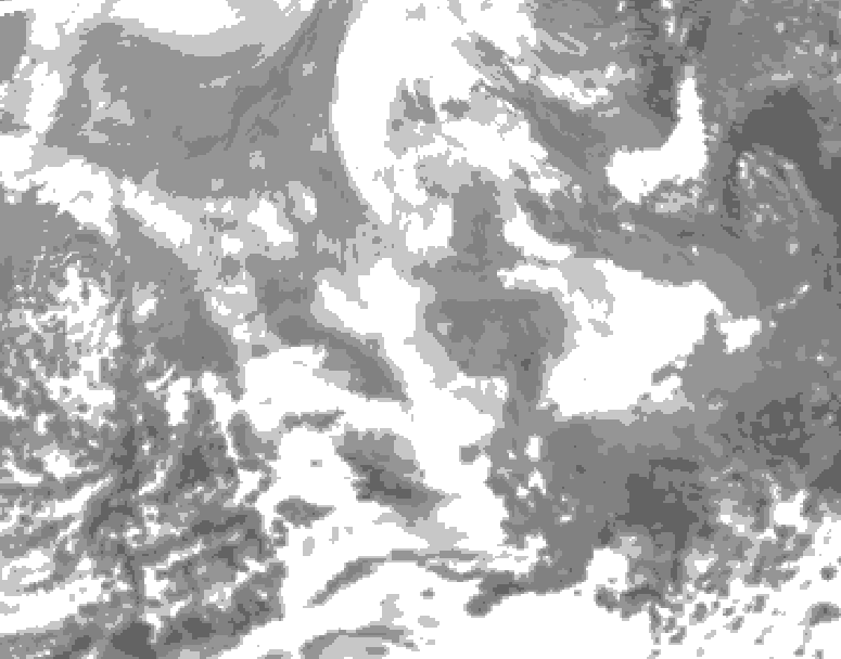 GDPS total cloud 240 hour forecast chart for Canada based on 2025/12/16 0000Z data