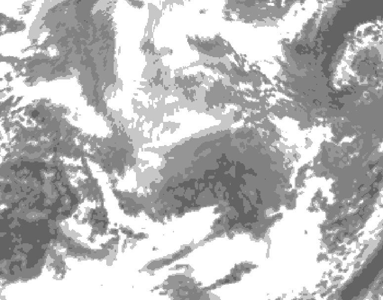 GDPS total cloud 006 hour forecast chart for Canada based on 2025/12/16 1200Z data