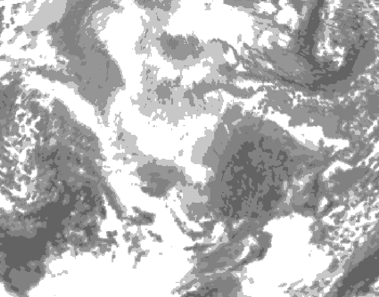 GDPS total cloud 018 hour forecast chart for Canada based on 2025/12/16 1200Z data