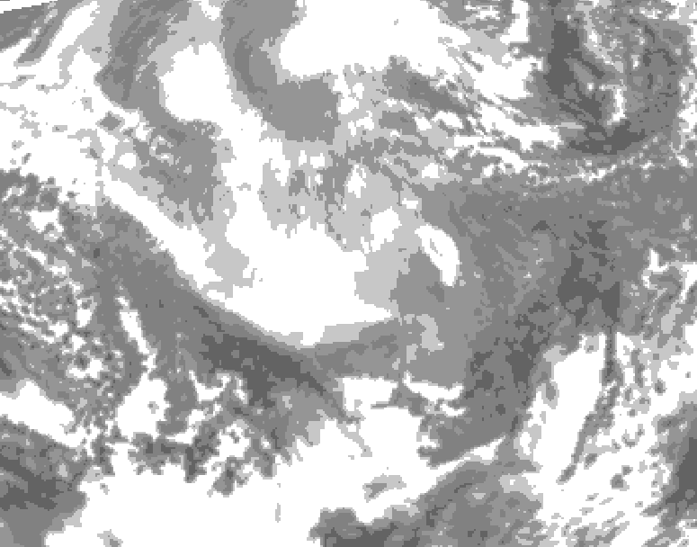 GDPS total cloud 030 hour forecast chart for Canada based on 2025/12/16 1200Z data