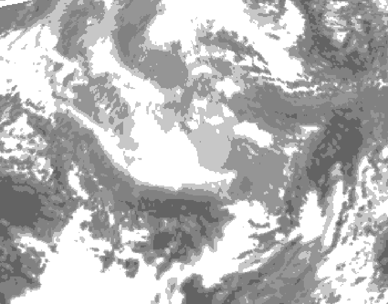 GDPS total cloud 036 hour forecast chart for Canada based on 2025/12/16 1200Z data