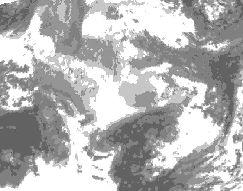 GDPS total cloud 048 hour forecast chart for Canada based on 2025/12/16 1200Z data