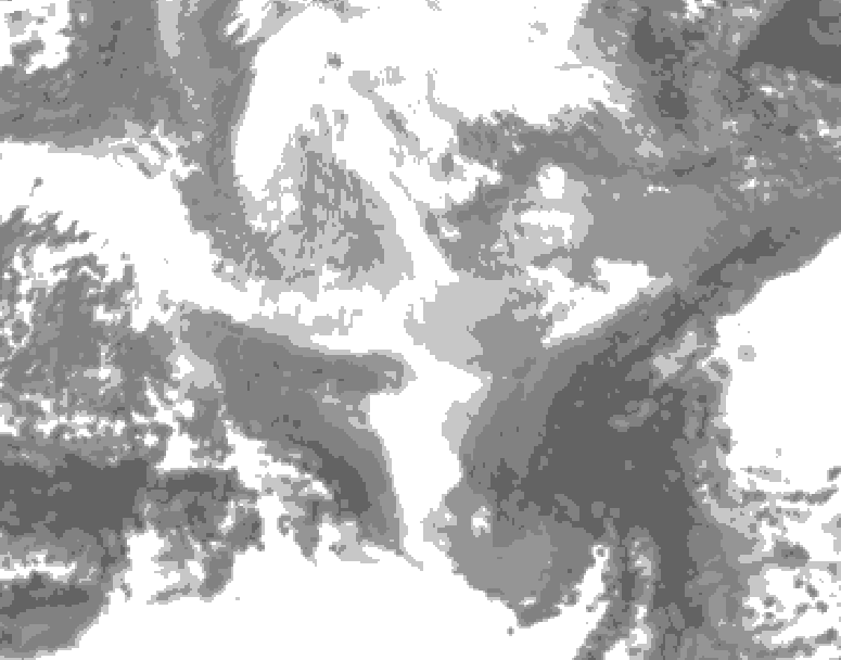 GDPS total cloud 072 hour forecast chart for Canada based on 2025/12/16 1200Z data