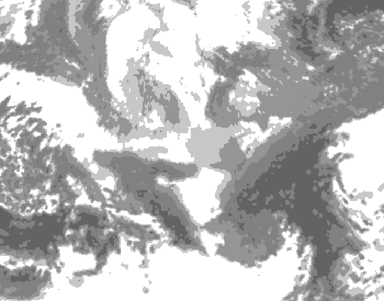 GDPS total cloud 078 hour forecast chart for Canada based on 2025/12/16 1200Z data