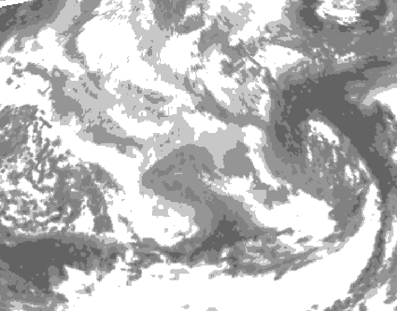 GDPS total cloud 102 hour forecast chart for Canada based on 2025/12/16 1200Z data