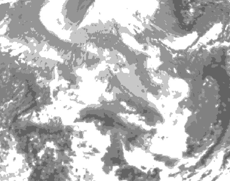 GDPS total cloud 216 hour forecast chart for Canada based on 2025/12/16 1200Z data