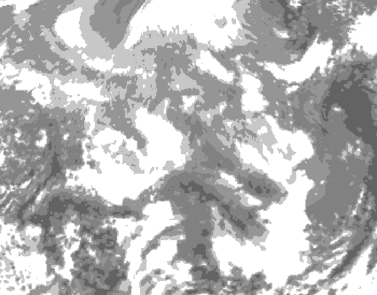 GDPS total cloud 222 hour forecast chart for Canada based on 2025/12/16 1200Z data