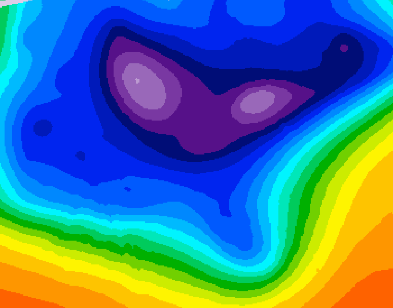 GDPS 500 millibar geopotential height 048 hour forecast chart for Canada based on 2025/12/17 1200Z data